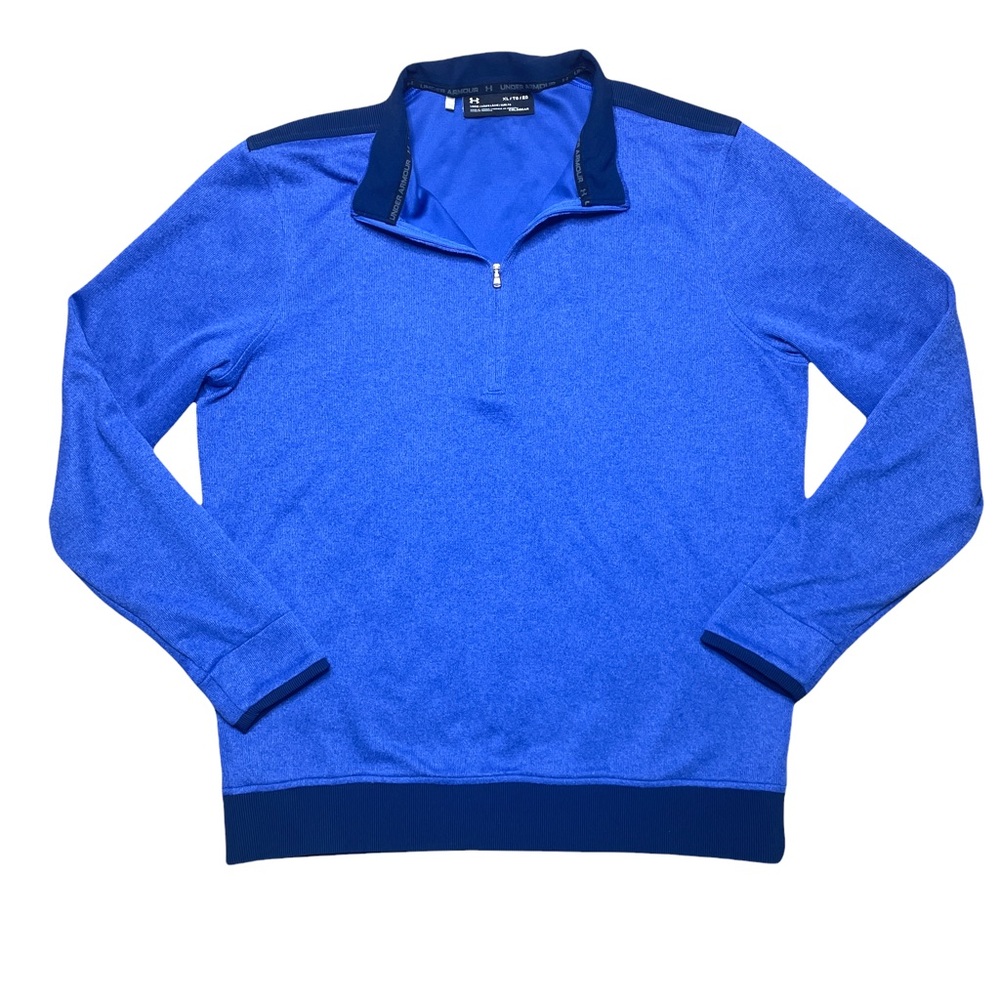 Under Armour Long Sleeve 1/4 Zip Coldgear Loose Fit Pullover Shirt Men's XL Blue
